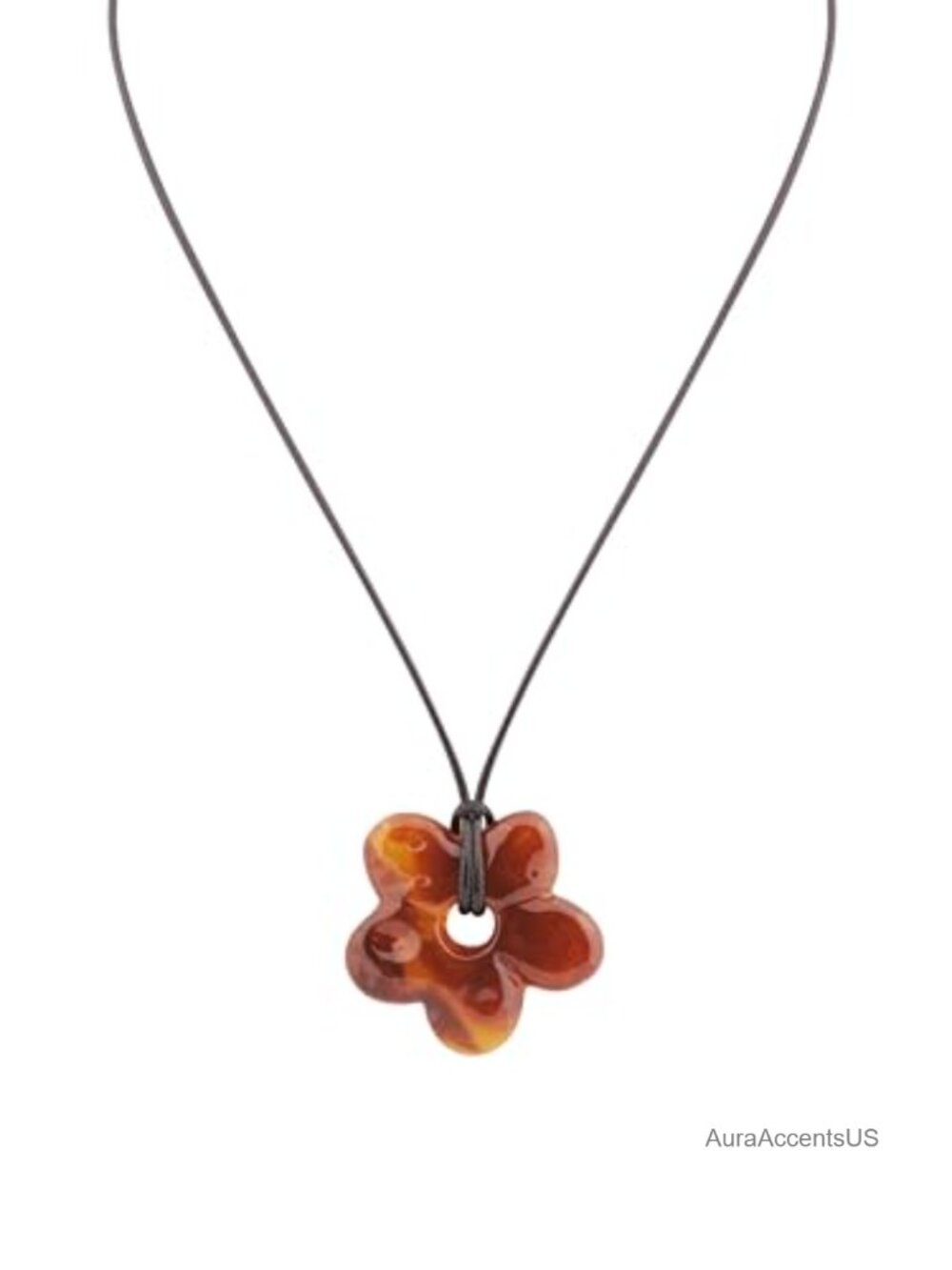 Resin Flower Pendant Necklace Boho Adjustable Waxed Cord Women